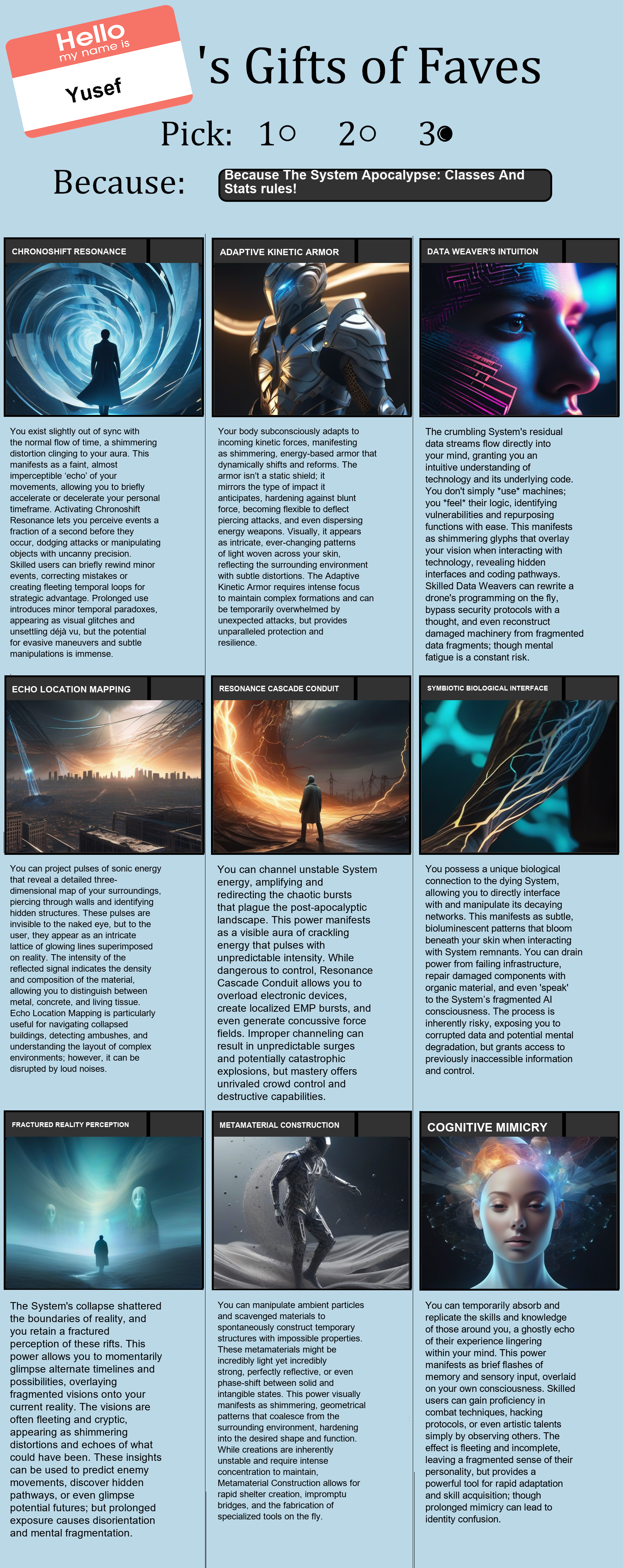 The System Apocalypse: Classes And Stats