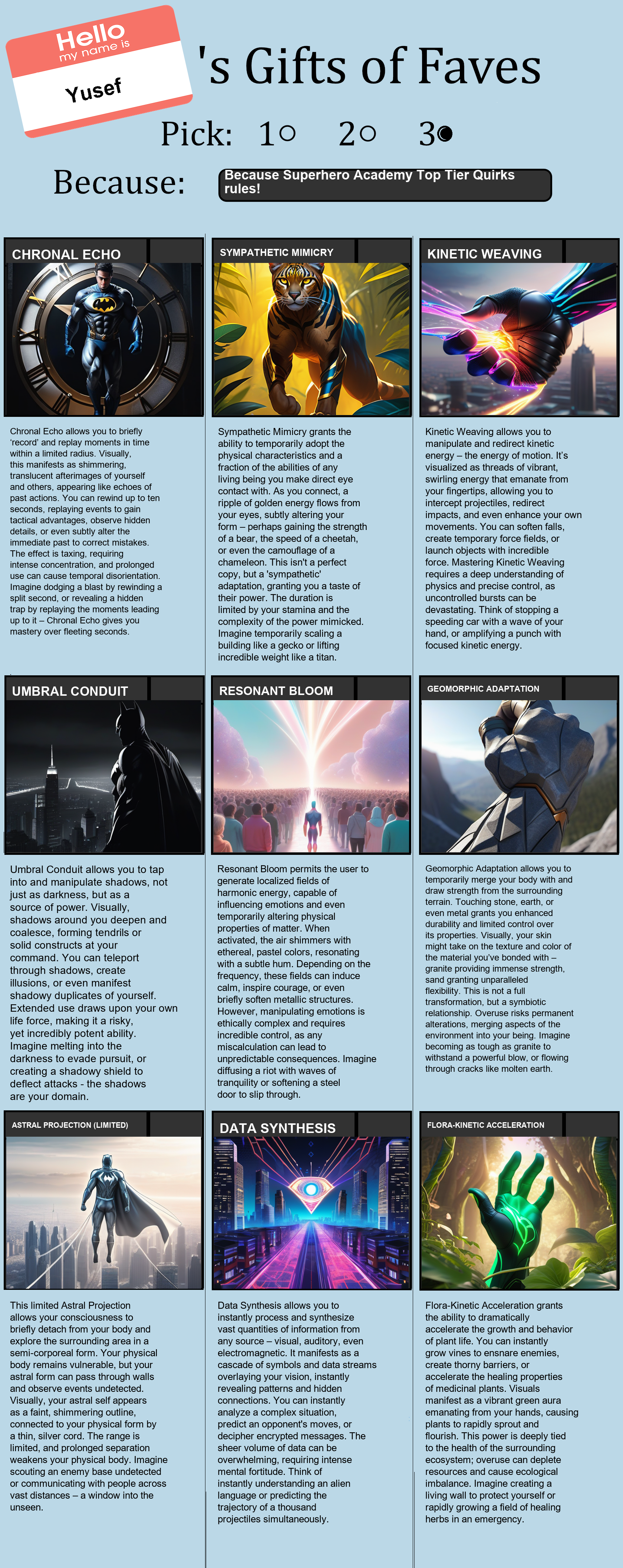 Superhero Academy Top Tier Quirks