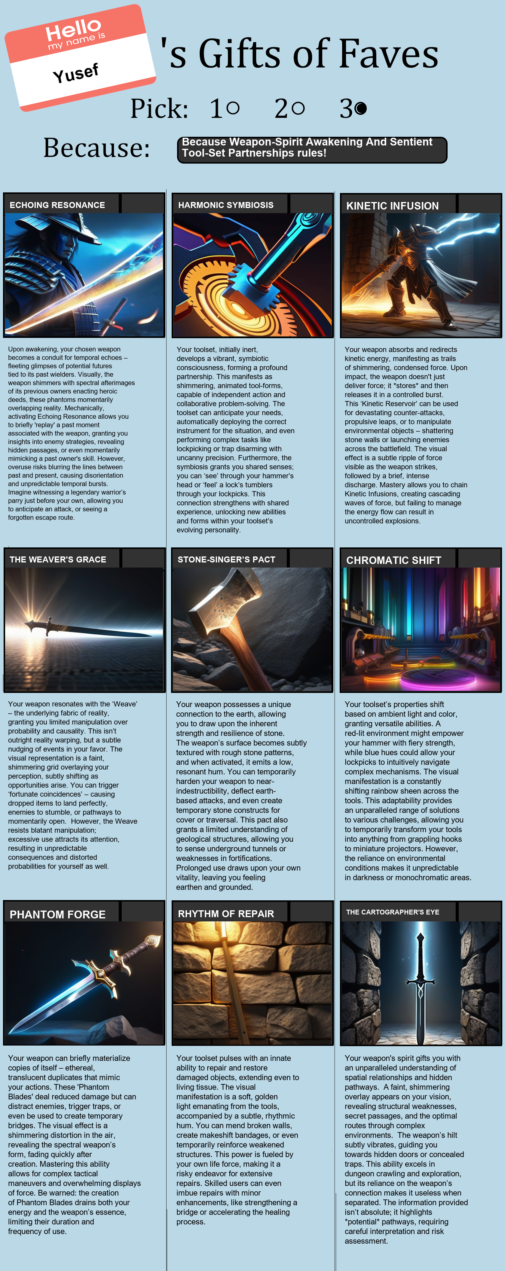 Weapon-Spirit Awakening And Sentient Tool-Set Partnerships